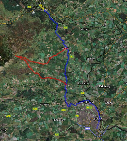 Map of Bike Ride to Dunkeld